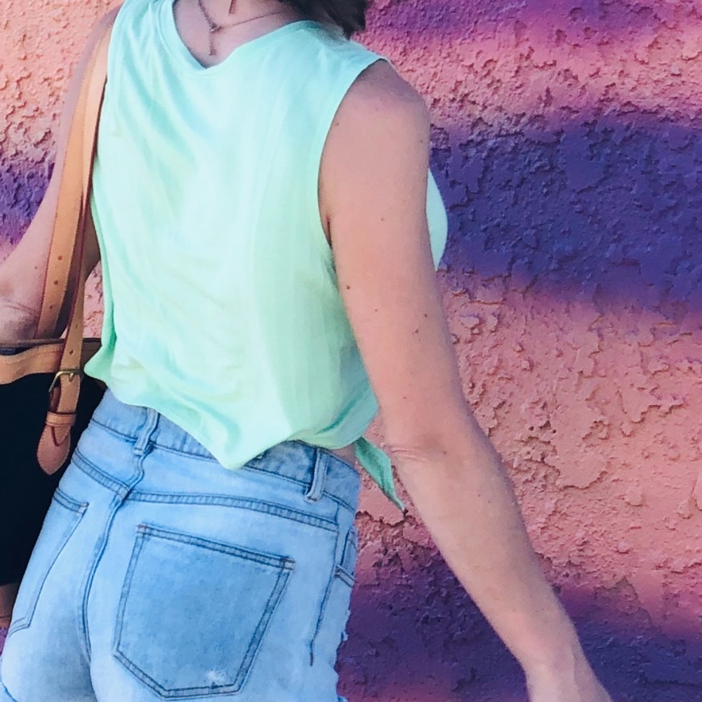 Joy Lab Mint Green Twist-Front Athletic Muscle Tee - Picture 10 of 16